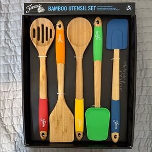 Fiesta Bamboo Utensil Set with Vibrant Handles